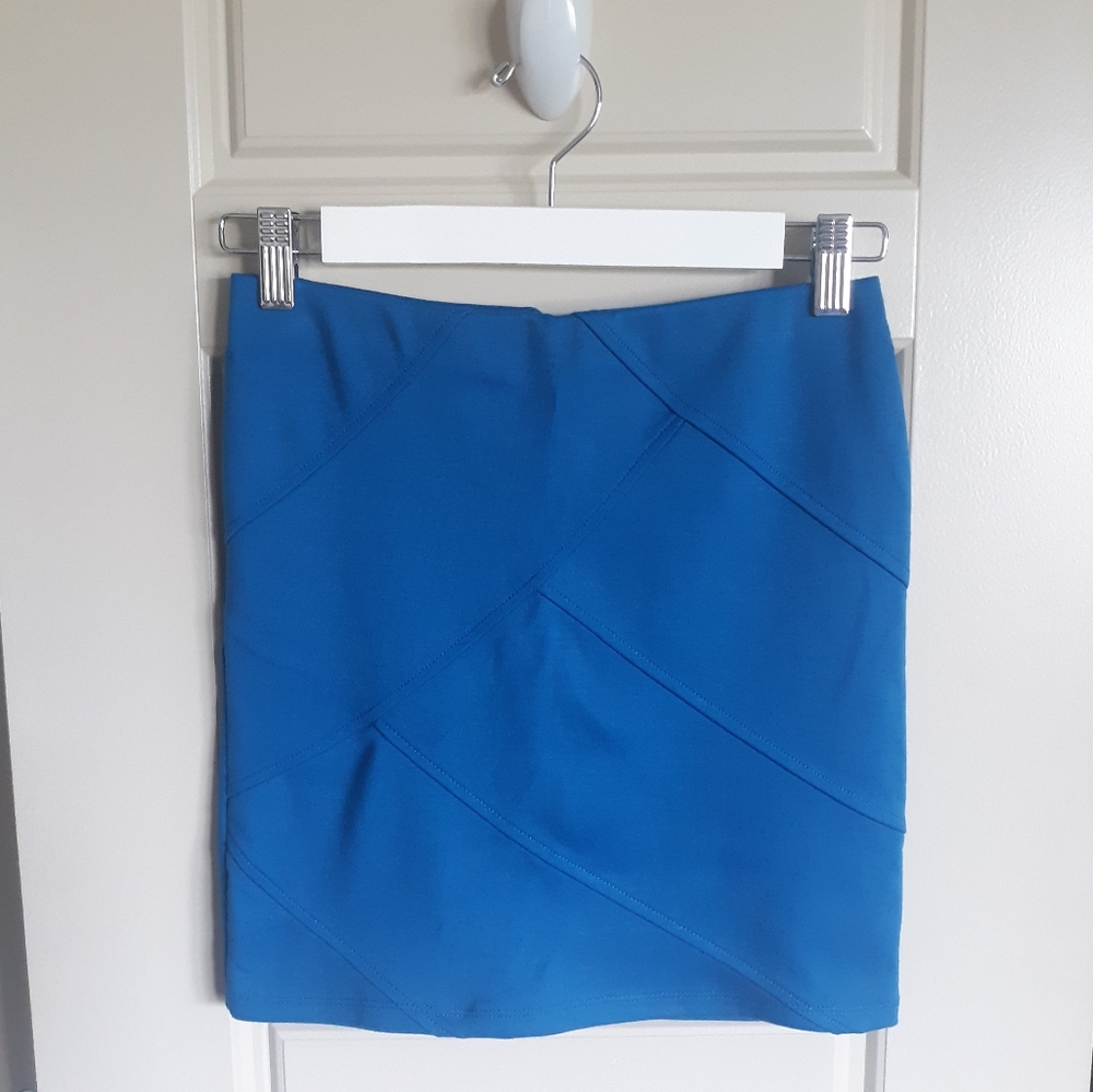 Blue Zip-Up Bodycon Skirt